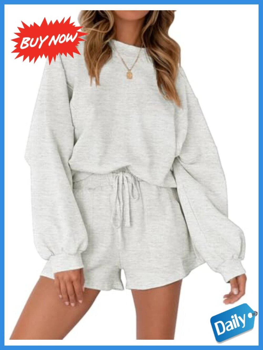 Casual 2 Piece Lounge Set Shorts & Batwing Top Rayon Blend